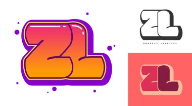 Festival ya da parti için ZL logo tasarımı. Graffiti tarzında 