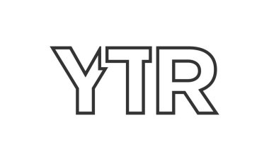 YTR logo tasarım şablonu güçlü ve modern kalın metinlerle. Basit ve minimal tipografi içeren ilk tabanlı vektör logosu. Modayı takip eden şirket kimliği markalar için ideal..