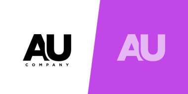 Moda harfi A ve U, AU logo tasarım şablonu. Şirket kimliği için asgari monogram tabanlı logotype.