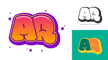Festival ya da parti için AQ logosu tasarımı. Graffiti tarzında ilk harf A ve Q. Yazı tipi tipografisinin yaratıcı modern harfleri. Modayı takip eden logotlar ya da kimlikler. Vektör illüstrasyonu.