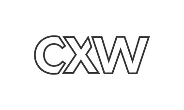 CXW logo tasarım şablonu güçlü ve modern kalın metinlerle. Basit ve minimal tipografi içeren ilk tabanlı vektör logosu. Modayı takip eden şirket kimliği markalar için ideal..