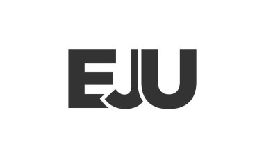 Güçlü ve modern kalın metinli EJU logo tasarım şablonu. Basit ve minimal tipografi içeren ilk tabanlı vektör logosu. Modayı takip eden şirket kimliği markalar için ideal..