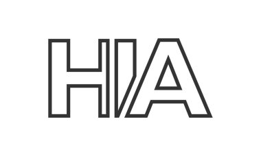 Güçlü ve modern kalın metinli HIA logo tasarım şablonu. Basit ve minimal tipografi içeren ilk tabanlı vektör logosu. Modayı takip eden şirket kimliği markalar için ideal..