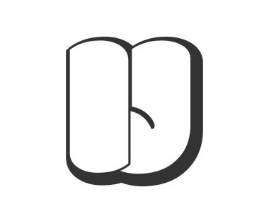 IJ logosu, karikatür harfleri, graffiti tarzı siyah beyaz siluet. Festival partisi için birinci sınıf anaokulu ve J harfi. Baş harfleri, çocukların komik yazıları ve internet sayfaları. Vektör illüstrasyonu.