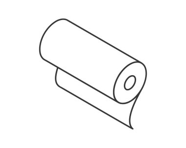 Bir rulo kağıt ya da filmin temiz izometrik çizgisi çizimi. Üretim, arz, ambalaj veya yeni başlangıçlar için mükemmel.