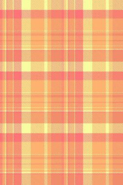 Garip doku vektör arkaplanı, desen kontrolü ekoseli göster. Oduncu kumaş, turuncu ve kireç rengi palet ile dikişsiz tartan kumaş..