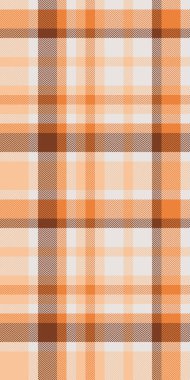 Idyllic ekose desen kontrolü, stil tekstil kumaşı. Pijama dokusu turuncu ve beyaz renk paletinde kusursuz vektör arkaplanı.