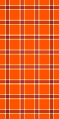 Kostüm tekstil kumaş dokusu, endüstriyel tartan kontrol geçmişi. Kırmızı ve turuncu renk paletinde minimalist vektör ekosesiz desen.
