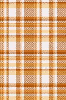 Piknik dokusu arka plan pürüzsüz, harika ekose tartan vektörü. El yapımı kumaş desenli turuncu ve beyaz renk paleti denetimi.