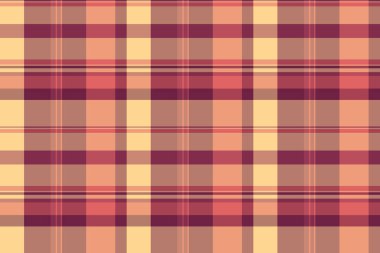 70 'lerin ekoseli, dikey tekstil deseni. Hipster ekose kumaş arka plan vektörü kırmızı ve turuncu renk paleti.