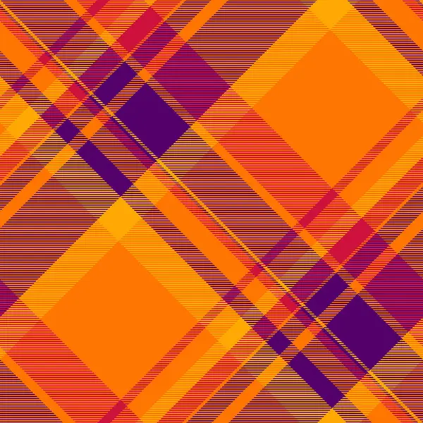 Ateşli turuncu, koyu mor ve kırmızı renklerde canlı, soyut ekoseli desen. Tekstil, web geçmişi veya modern markalaşma için mükemmel bir dinamik tasarım..