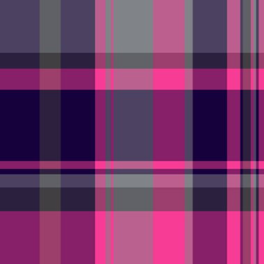 Kalın pembe, mor ve gri renkli canlı ekose desenli. Modern, göz alıcı bir tekstil tasarımı, arka plan, moda veya grafik projeleri için ideal.