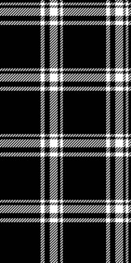 Atölyede vektör kontrolü, ekoseli kumaş. Düğün kumaşı tekstil deseni siyah ve beyaz renk paleti.