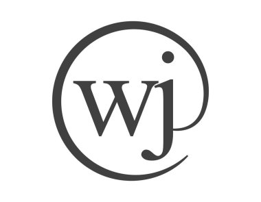 WJ logosu, daire şeklinde e-posta işareti tarzında iki harften oluşuyor. W ve J, marka kimliği için şirket logosu yuvarlak.