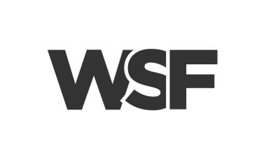 Güçlü ve modern kalın metinli WSF logo tasarım şablonu. Basit ve minimal tipografi içeren ilk tabanlı vektör logosu. Modayı takip eden şirket kimliği markalar için ideal..