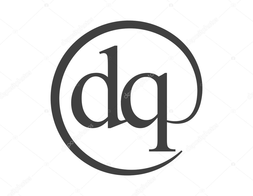 DQ logo from two letter with circle shape email sign style. D and Q round logotype of business company for brand identity.