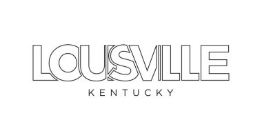 Louisville, Kentucky, ABD tipografi sloganı. Baskı ve web ürünleri için grafik şehir harfleriyle Amerika logosu.