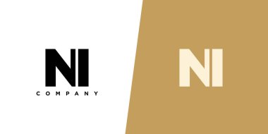 Moda harfi N ve ben, NI logo tasarım şablonu. Şirket kimliği için asgari monogram tabanlı logotype.
