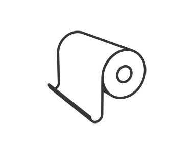 Temiz minimalist çizgiler, bir tutacağa sarılmış bir kağıt rulosunun sanat çizimi. Web sitesi simgeleri, uygulama tasarımı veya hijyen, hazırlık veya kaynak yönetimi kavramları için mükemmel.