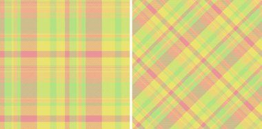 Arka planda tekstil kumaş ekoseli desensiz desen kontrol vektörü. Daire dekorasyonu fikirleri için bahar renklerinde ayarlandı.