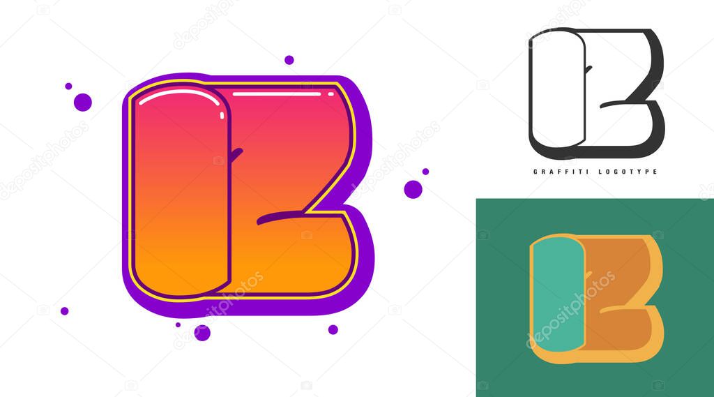 IZ logo design for festival or party. Initial letter i and z in graffiti style. Creative modern lettering company name of font typography. Kids trendy logotype or identity. Vector illustration.