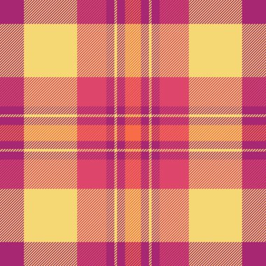 Sıcak renklerde, canlı, ekose desenli. Modern tartan tasarımı tekstil baskıları, arka planlar ve moda tasarım projeleri için uygundur. Kıvrımlı klasik..