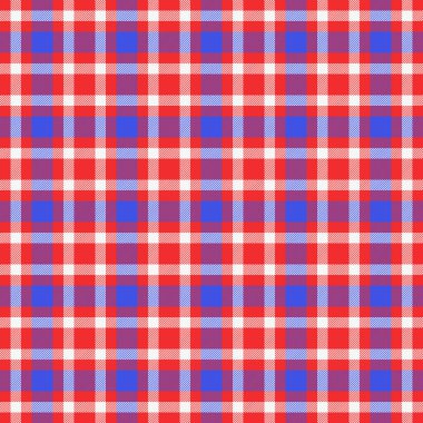 İç çamaşırı tartan vektör tekstili, minimalist kumaş şablonu. Kırmızı ve beyaz renk paletinde çizgili, ekosesiz arkaplan deseni.