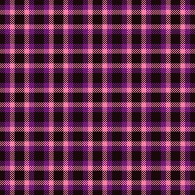 Kusursuz pembe, mor ve siyah ekose desenli detaylı tekstil tasarımı. Arkaplan, moda ya da grafik tasarım projeleri için harika..