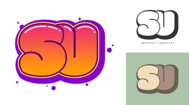 Festival ya da parti için SU logo tasarımı. Graffiti tarzında 