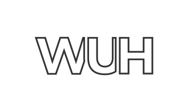 Güçlü ve modern kalın metinli WUH logo tasarım şablonu. Basit ve minimal tipografi içeren ilk tabanlı vektör logosu. Modayı takip eden şirket kimliği markalar için ideal..