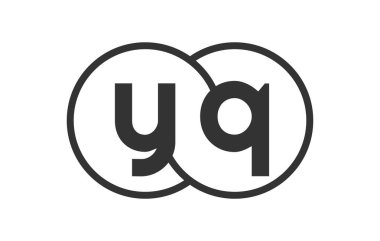 YQ şirketinin amblemi, ana hatları ve y Q harfleri. Marka kimliği için birleşmiş iki dairenin logo şablonu, logotip. Vektör Sonsuzluk sembolü ve teknoloji işareti.