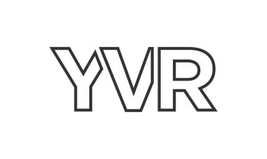 YVR logo tasarım şablonu güçlü ve modern kalın metinlerle. Basit ve minimal tipografi içeren ilk tabanlı vektör logosu. Modayı takip eden şirket kimliği markalar için ideal..
