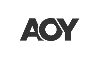 Güçlü ve modern kalın metinli AOY logo tasarım şablonu. Basit ve minimal tipografi içeren ilk tabanlı vektör logosu. Modayı takip eden şirket kimliği markalar için ideal..