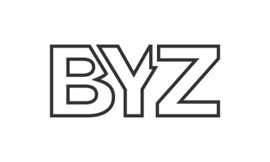 BYZ logo tasarım şablonu güçlü ve modern kalın metinlerle. Basit ve minimal tipografi içeren ilk tabanlı vektör logosu. Modayı takip eden şirket kimliği markalar için ideal..