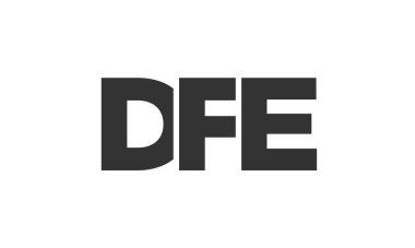 Güçlü ve modern kalın metinlerle DFE logo tasarım şablonu. Basit ve minimal tipografi içeren ilk tabanlı vektör logosu. Modayı takip eden şirket kimliği markalar için ideal..