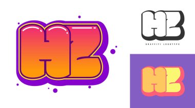 Festival ya da parti için HZ logo tasarımı. Graffiti tarzında 