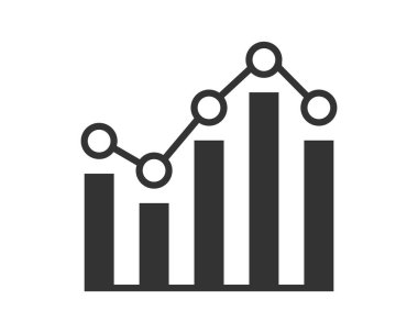 Minimalist grafik simgesi büyüme ve dalgalanma gösteriyor. Finans, iş raporları, piyasa analizi ve veri sunumu projeleri için mükemmel.