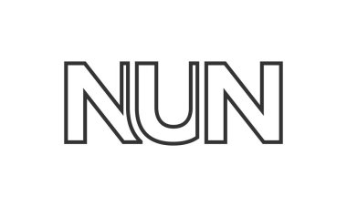 NUN logo tasarım şablonu güçlü ve modern kalın metinlerle. Basit ve minimal tipografi içeren ilk tabanlı vektör logosu. Modayı takip eden şirket kimliği markalar için ideal..