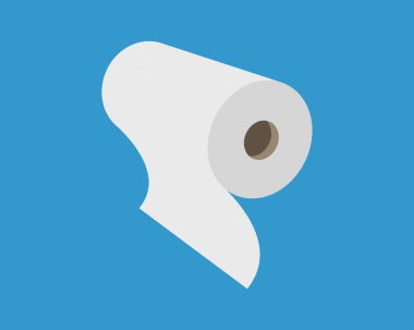 Pırıl pırıl mavi bir arka planda kağıt havlunun tertemiz, minimalist bir çizimi. Temizliği, tazeliği ya da beceriyi temsil etmek için mükemmel..