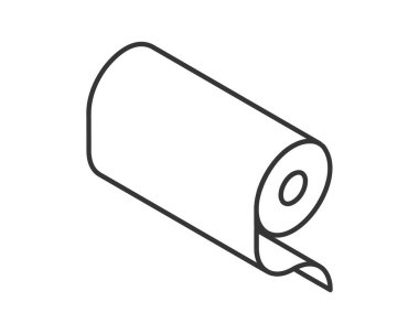 Açılan bir kağıt rulosunun basit izometrik çizgisi çizimi. Başlangıç kavramları, yeni projeler, yaratıcılık veya sürekli süreçler için mükemmel.