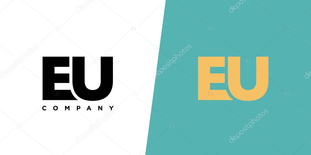 Trendy letter E and U, EU logo design template. Minimal monogram initial based logotype for company identity.