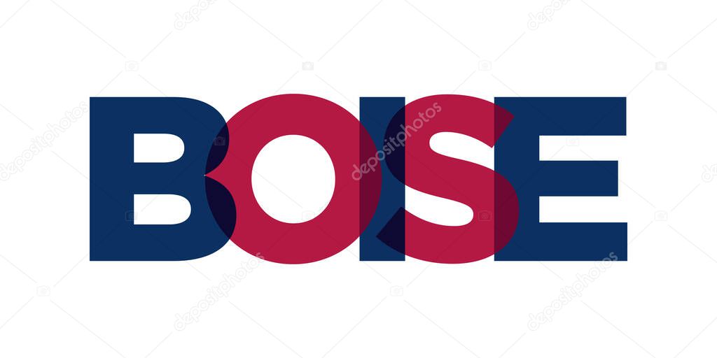 Boise, Idaho, USA typography slogan design. America logo with graphic city lettering for print and web products.