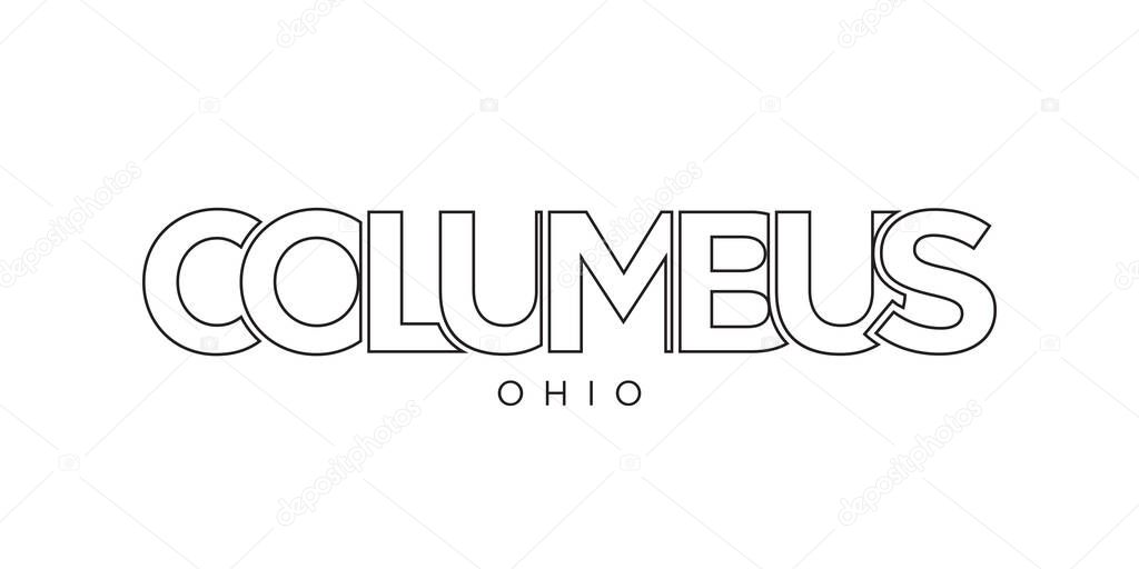Columbus, Ohio, USA typography slogan design. America logo with graphic city lettering for print and web products.