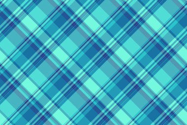 Özelleştirilmiş kumaş kumaş deseni, dağınık, pürüzsüz arka plan ekoseli. Cyan ve gök mavisi renk paletinde klas tartan dokusu kontrol vektörü.