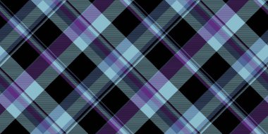 Erkek dokusu kontrol vektörü, erkek giyim tarzı ekoseli kumaş. Genç tekstil kumaşı. Siyah ve cyan renk paleti..