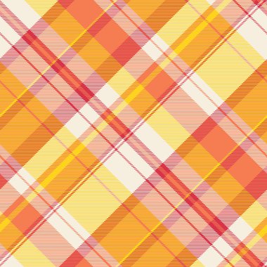 Renksiz arka plan tartanı, resmi tekstil örneği. Sevimli vektör dokusu ışık ve turuncu renk paletinde ekose kumaş.