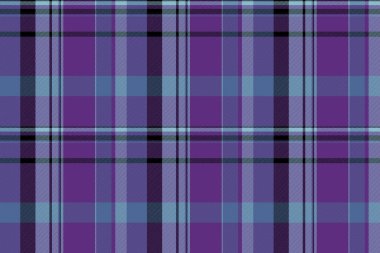 Yemek odası dokusu tekstil deseni, hipster sabıka kaydı tartan. Daire vektör ekose kumaş mor ve mavi renk paletinde pürüzsüz.