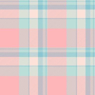 Tatlı pastel pembe, mavi ve krem rengi ekose desenli. Tekstil tasarımı, arka plan, hatıra defteri ve kadın markalaşması için ideal..