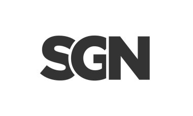Güçlü ve modern kalın metinli SGN logo tasarım şablonu. Basit ve minimal tipografi içeren ilk tabanlı vektör logosu. Modayı takip eden şirket kimliği markalar için ideal..