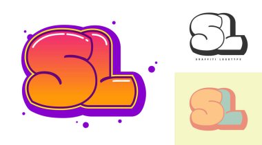 Festival ya da parti için SL logo tasarımı. Graffiti tarzında 